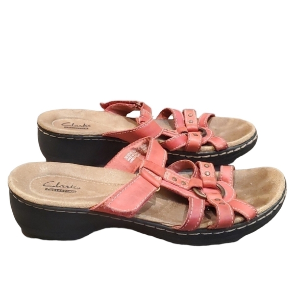 Clarks Womens Leather Sandals Platform Shoes sz 6.5 - Picture 1 of 10